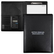 Custom Leatherette Padfolio w/ Calculator - 9.6"w x 12.9"h