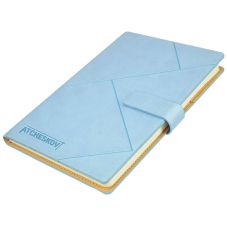 Custom Line Embossed PU Leather Notebook - 5.7"w x 8.5"h