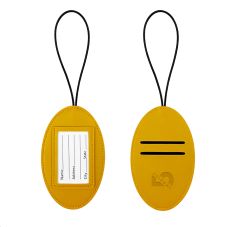 Custom Oval PU Leather Luggage Tag w/ Card Holder