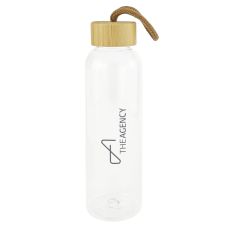 Custom Plastic Water Bottle w/ Bamboo Lid - 17 oz.