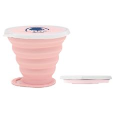 Custom Portable Silicone Collapsible Travel Cup w/ Lid - 9 oz.
