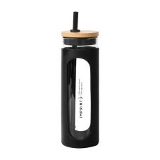 Custom Silicone Case Glass Tumbler w/ Straw - 20 oz.