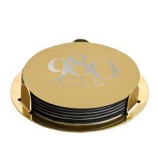 Custom 6 Piece Round Coaster Sets w/ Holder