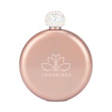 Custom Stainless Steel Wine Flask w/ Rhinestone Cap - 5 oz.