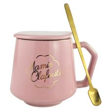 Custom Trapezoid Coffee Mug w/ Lid - 13 oz.