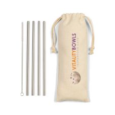 Stainless Steel Straw Set w/ Custom Cotton Pouch