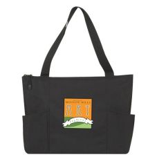 Custom Double Pocket Zippered Logo Tote Bag - 17"w x 14"h x 3"d