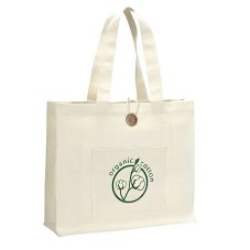 Custom Organic Cotton Tote Bag - 15.25"w x 13.5"h x 5"d