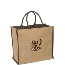 Custom Natural Super Jute Printed Tote Bag - 15.5"w x 14"h x 7.5"d