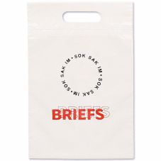 Custom Folded Die Cut Handle Plastic Bag - 9.5"w x 14"h