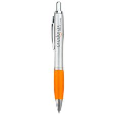 Custom Silver Barrel Rubber Grip Ballpoint Pen