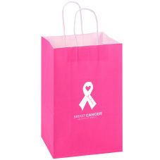 Custom Breast Cancer Awareness Paper Shopping Bag - 8.3"w x 10.6"h x 4.3"d