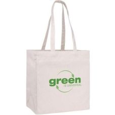Custom Natural Recycled Cotton Tote - 12.5"w x 14"h x 8.5"d