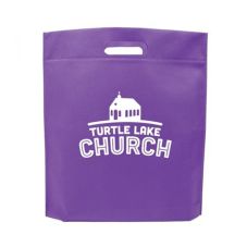 Custom Die Cut Handle Logo Trade Show Tote - 15"w x 16"h x 2"d