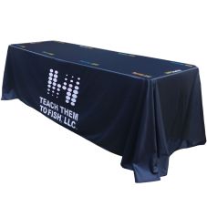 Full Color Custom 3-Sided Flat Table Cover - 8 ft.