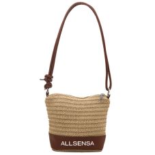 Custom Leather & Woven Straw Crossbody Bag
