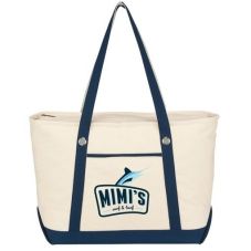 Custom Cotton Canvas Boat Style Logo Tote Bags - 23"w x 14"h x 7"d