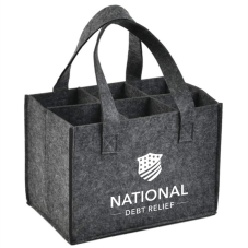 Custom 6 Bottles Felt Wine Tote Bags w/ Divider - 9.5"w x 6.3"h x 6.3"d