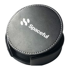 Custom Round PU Leather Coaster Set