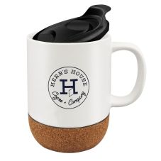 Custom Cork Bottom Travel Coffee Mug w/ Lid - 12 oz.