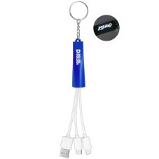 Custom 3-in-1 Light Up Logo Charging Cables w/ Keychain