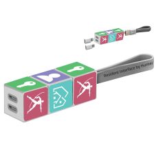 Custom 3-in-1 Rotate Cube Charging Cables Keychain