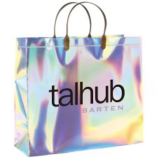Custom Metallic PVC Shopping Bag - 12.5''w x 11''h x 4.3''d
