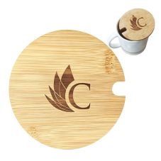 Custom Bamboo Coffee Mug Lid w/ Spoon Hole