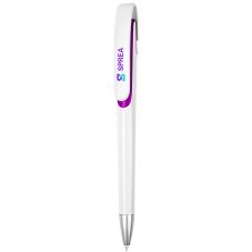 Full Color Custom Plastic Click Pen w/ Colored Trim