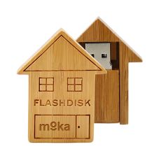 Custom House Shaped Bamboo USB Flash Drive