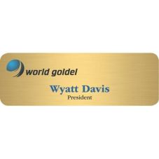 Full Color Custom Brass Standard Name Tag - 3" x 1"