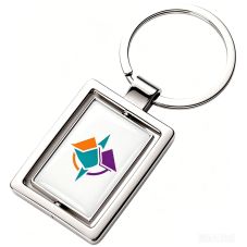 Custom Rectangle Shape Rotatable Metal Keychain