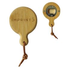 Custom Pan Shaped Bamboo Refrigerator Magnet Bottle Opener