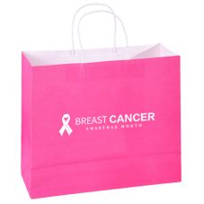 Custom Breast Cancer Awareness Paper Shopping Bag - 16.1"w x 12.2"h x 5.1"d