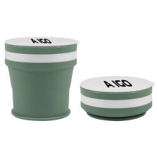 Full Color Custom Silicone Collapsible Travel Coffee Cup - 12 oz.