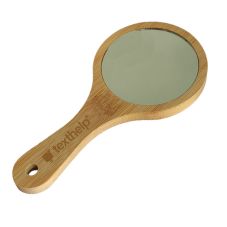 Custom Natural Bamboo Compact Mirror w/ Handle