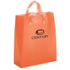 Custom Frosted Plastic Soft Loop Shopping Bags - 13"W x 16"H x 5" Gusset