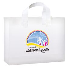 Custom Clear Frosted Soft Loop Shopper Bag - 16"W x 6" Gusset x 12"H