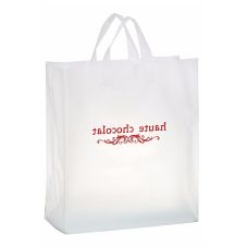 Custom Economy Frosted Plastic Soft Loop Shopping Bag - 16"W x 6" Gusset x 18"H