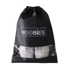 Custom Non-woven Drawstring Shoe bag w/ Transparent Slot - 14"w x 17.7"h