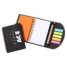 Custom Spiral Circle Notebook w / Flags & Pen - 3.7"w x 5.5"h