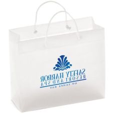 Full Color Custom Frosted Euro Plastic Shopper Tote Bag - 11"W x 8"H x 3"D