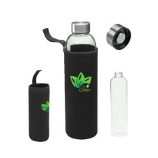Custom Glass Water Bottles with Carrying Pouch - 18 oz.