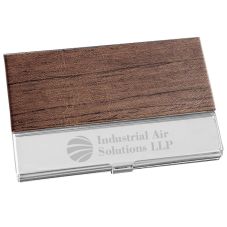 Custom Wood-Tone Pu Leather Business Card Holder
