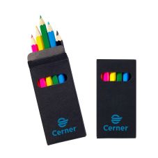 6-Pack Wooden Colored Custom Pencil Set w/ Black Box