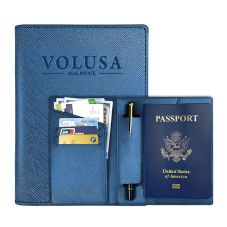 Custom PU Leather Passport Cover w/ Pen Slot