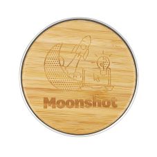 Custom Bamboo Wireless Charging Pad w/ Aluminum Base - 15W